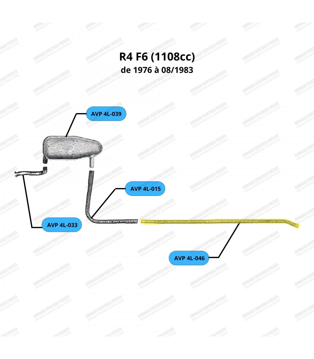 Tube arrière d'échappement - R4 / 4L - Réf  7701365699 / 7700581780 - 2