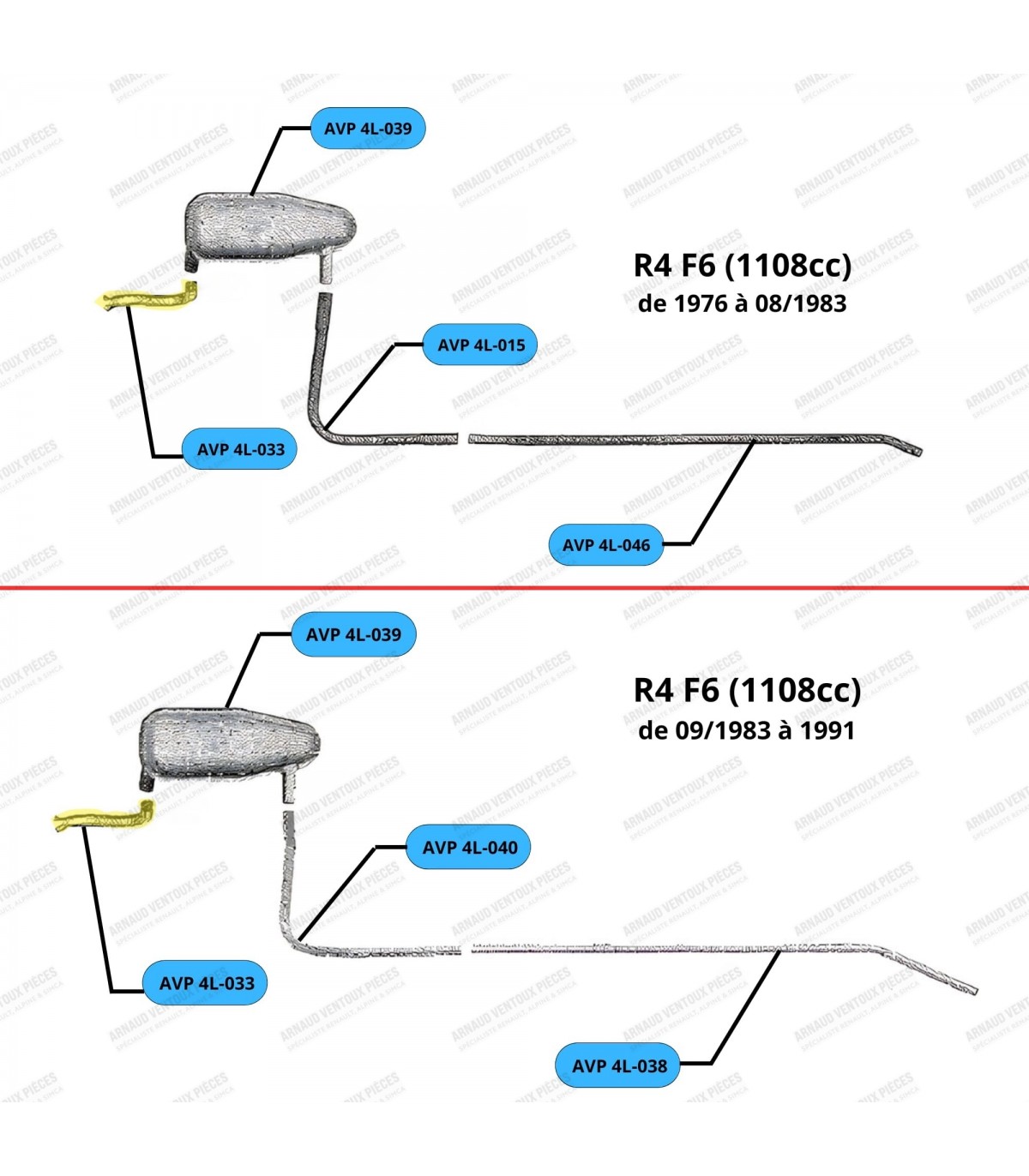 Tube d'échappement sortie de collecteur - R4 / 4L - Réf 7700578443 - 4