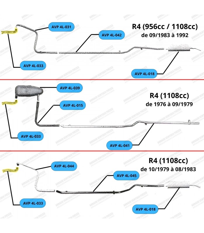 Tube d'échappement sortie de collecteur - R4 / 4L - Réf 7700578443 - 3
