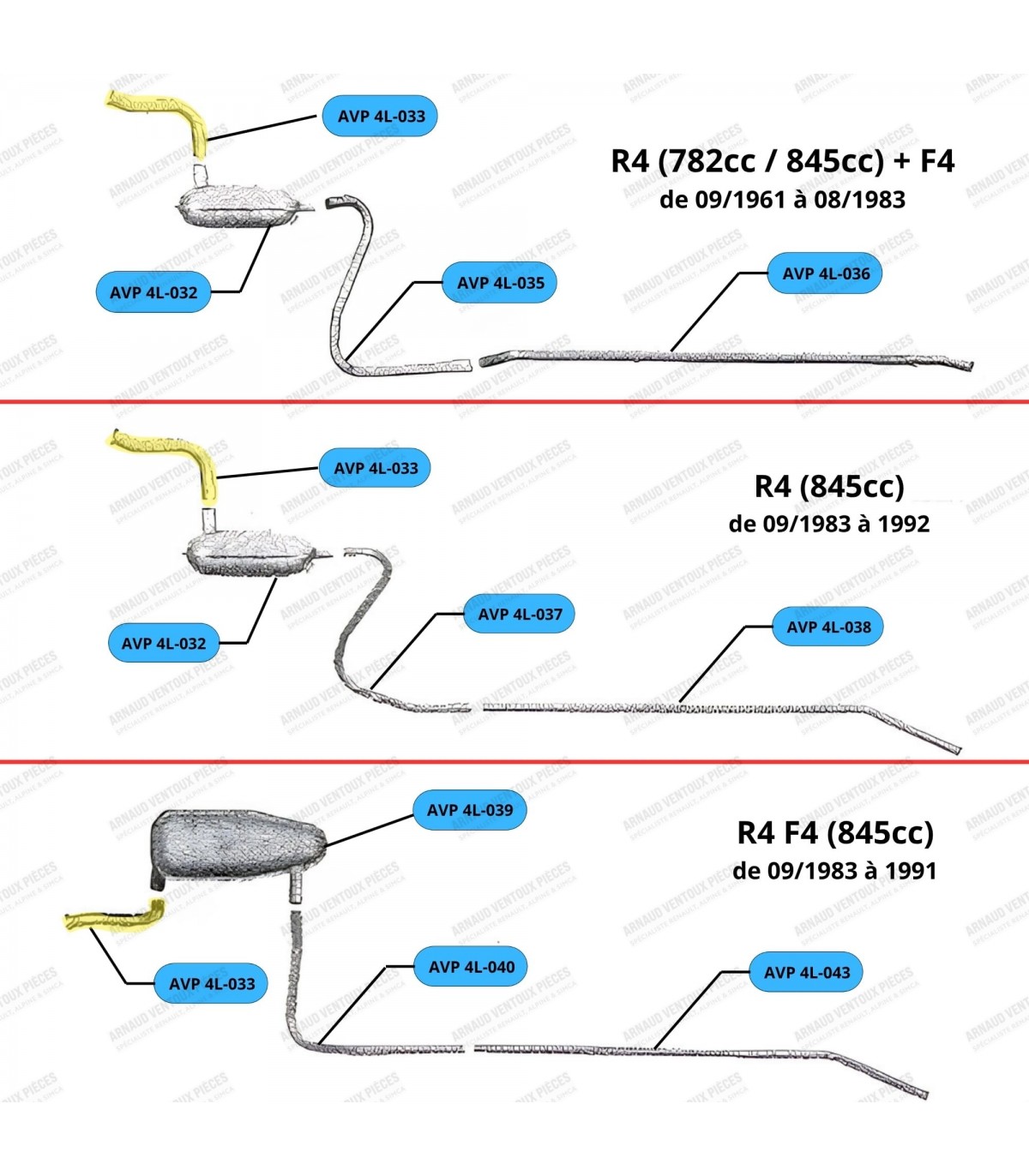 Tube d'échappement sortie de collecteur - R4 / 4L - Réf 7700578443 - 2