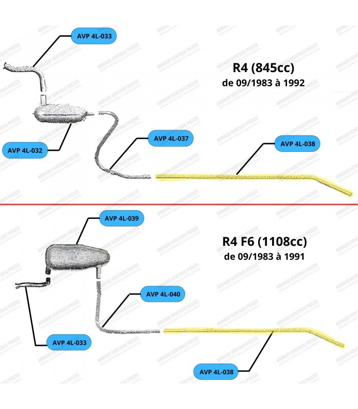 Tube arrière d'échappement - R4 / 4L - Réf 7700757180 - 2