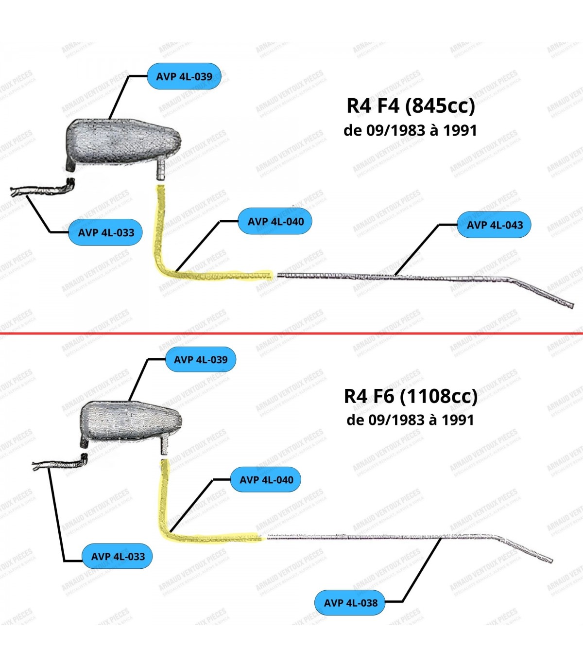 Tube d'échappement intermédiaire - R4 / 4L - Réf 7700757172 - 2