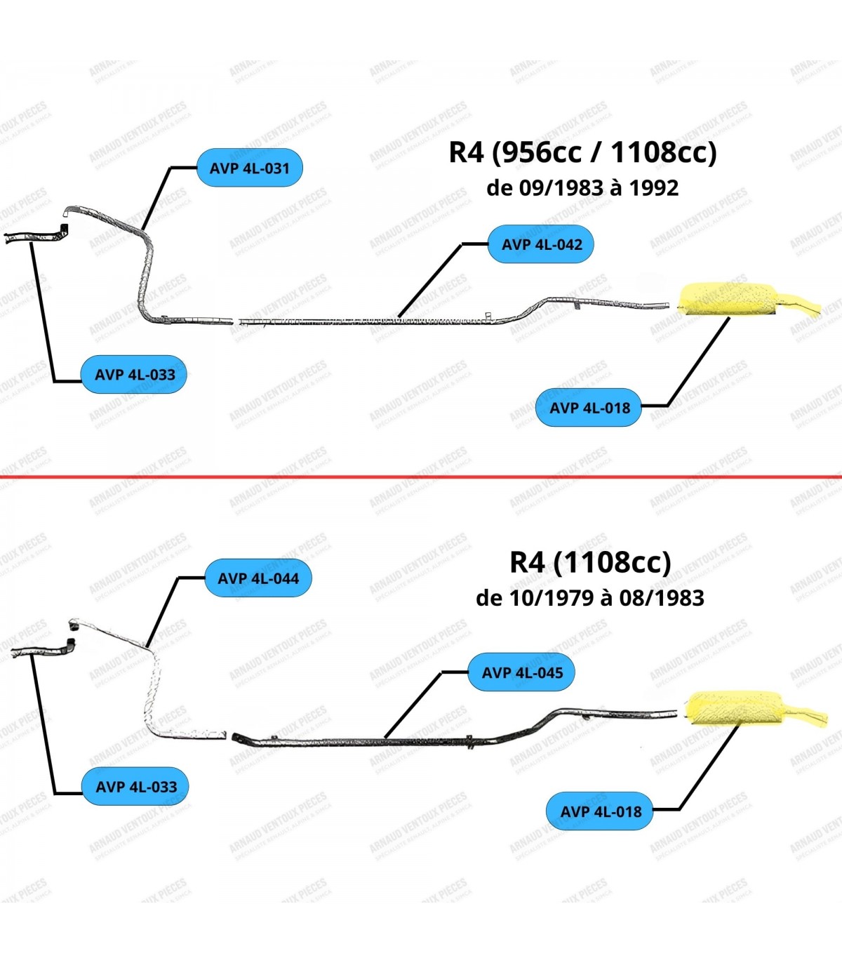 Rear silencer - R4 / 4L - Ref 7700859523 / 7700657465 - 2
