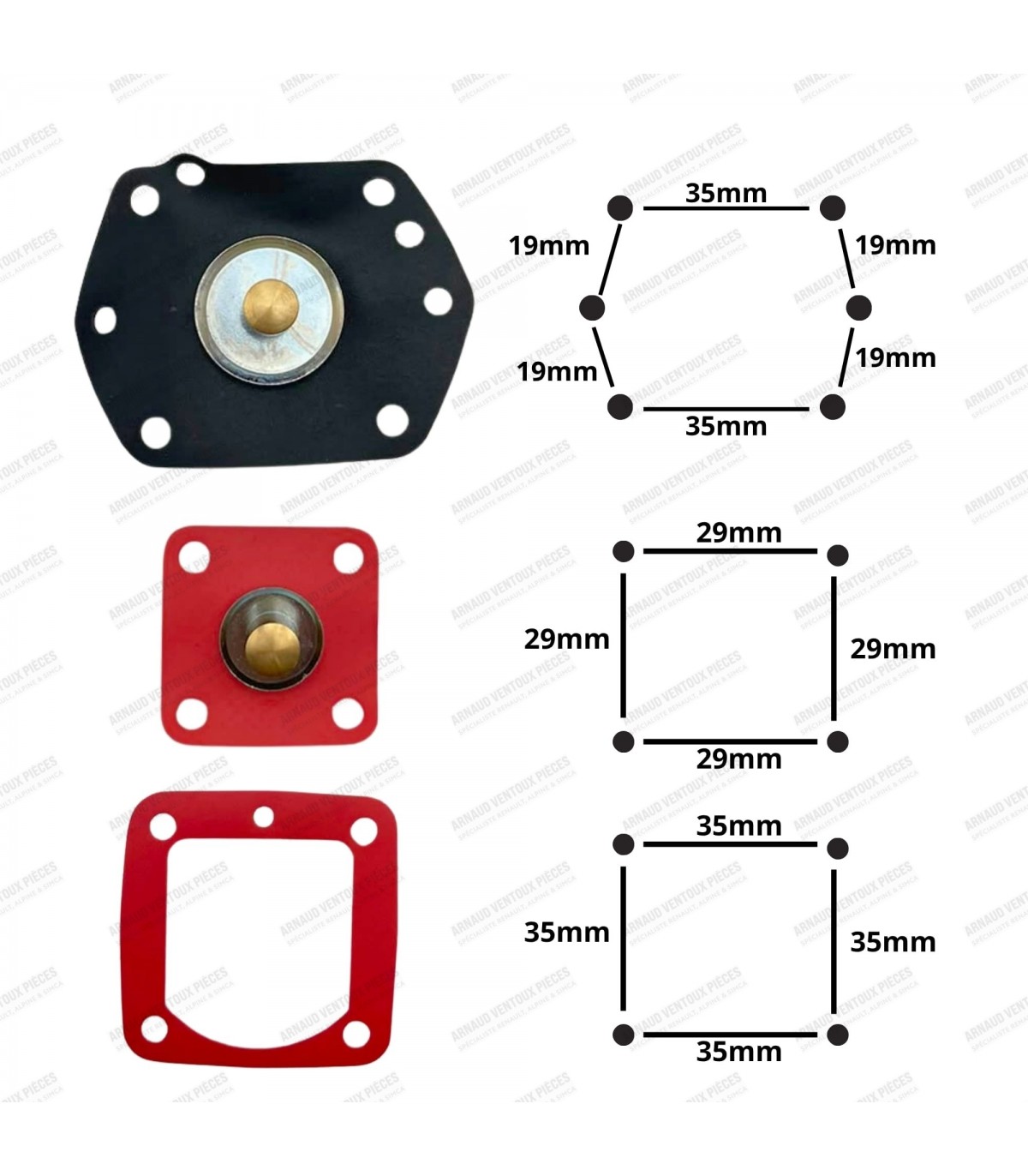 Gasket kit for 2 carburetors - Solex 35 PHH - Simca R2 / 1200S / CG - 2