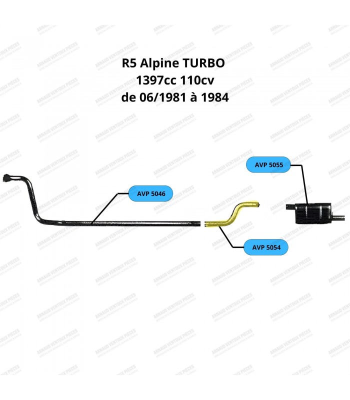 Intermediate exhaust pipe - R5 Alpine Turbo - Ref 6001001361 - 2