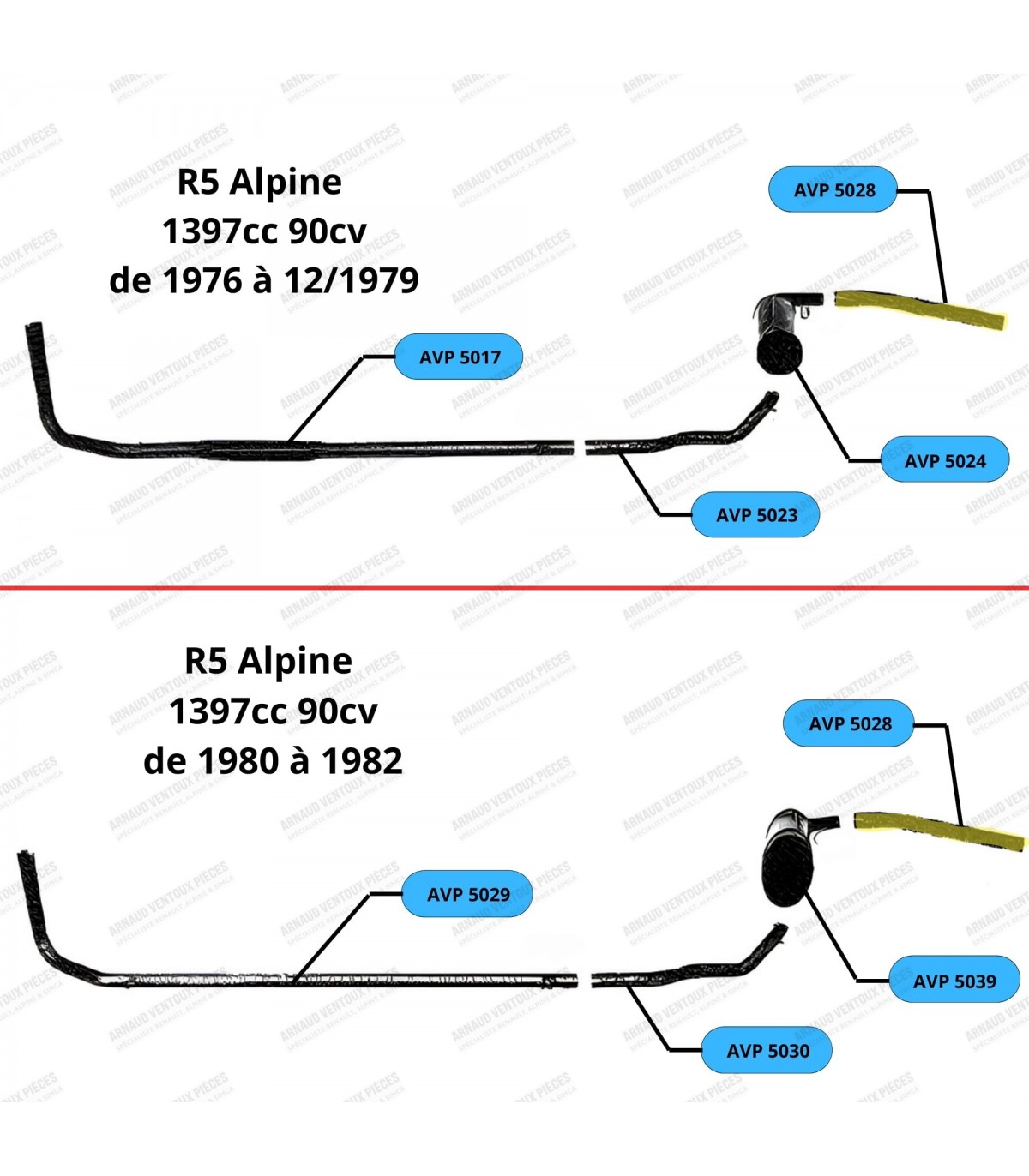 Tube arrière d'échappement - R5 Alpine - Réf 6001000033 / 7701020206 - 2