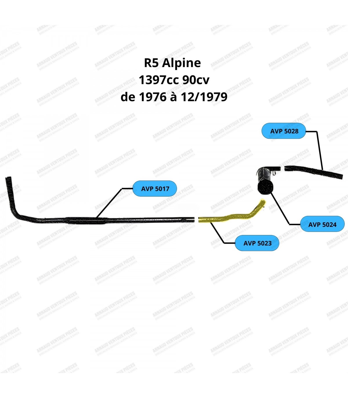 Intermediate exhaust pipe - R5 Alpine - Ø45mm - Ref 7701020113 - 2