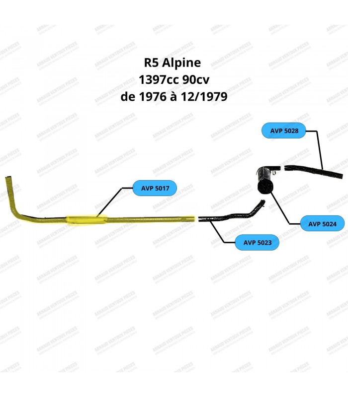 Front exhaust pipe with silencer - R5 Alpine - Ø45mm - Ref (7701020110 / 7701020370) and 7701020111 - 2
