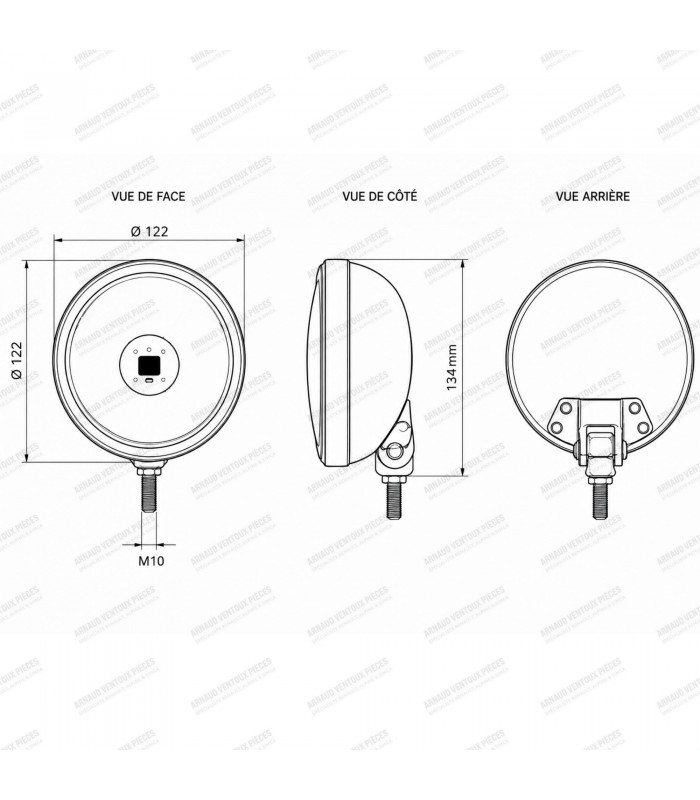Phare de longue portée additionnelle avec boîtier inox Ø 122mm  (Ampoule H3 - 12V) - 4