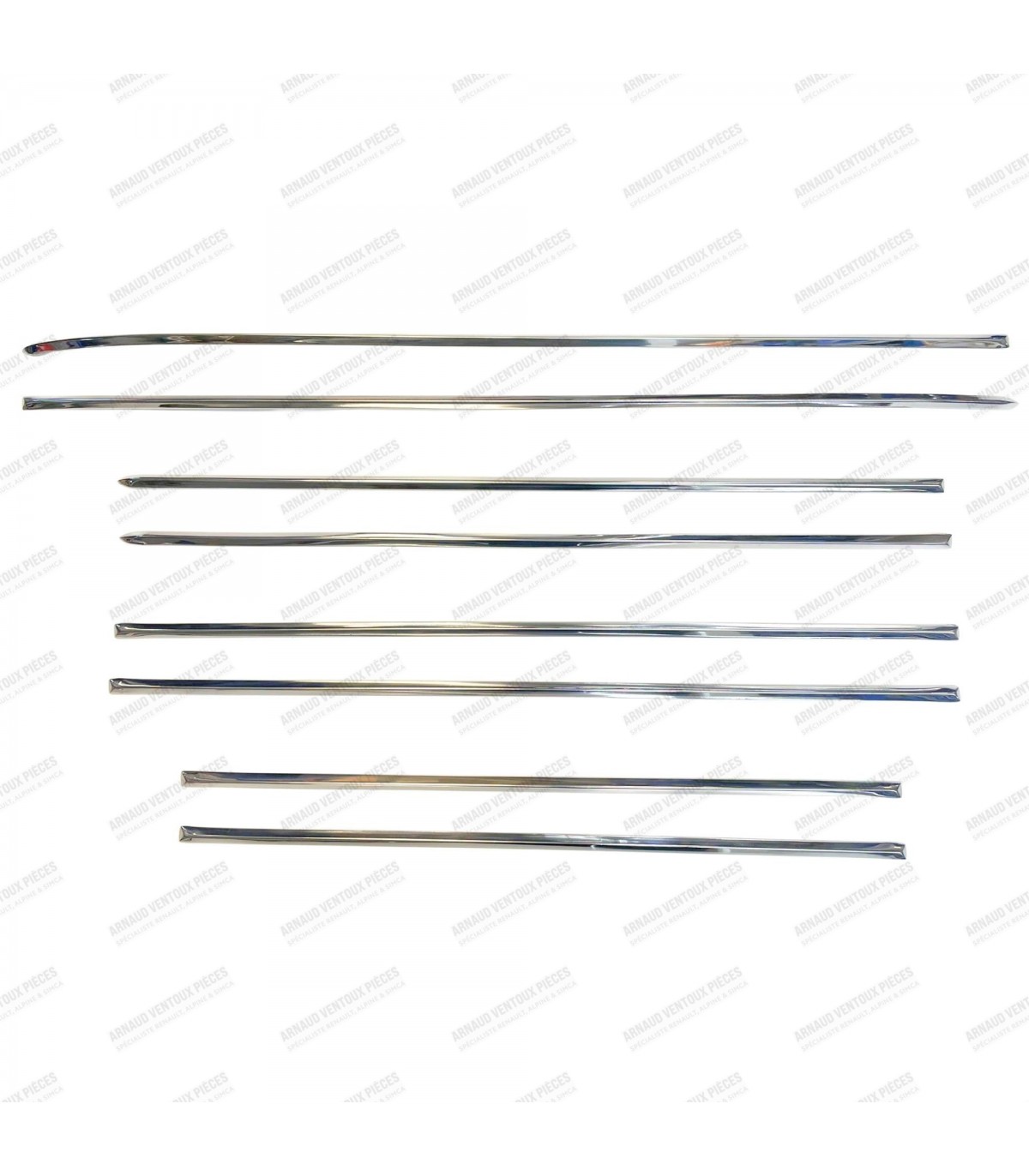 Kit de x8 baguettes latérales extérieures en inox poli - Dauphine et Ondine (2e modèle - Baguette large) - 1