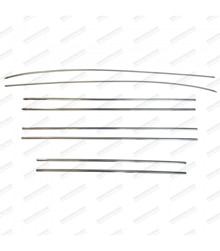 Set of 8 polished stainless steel exterior side moldings - Dauphine (1st model - Thin molding) - 1