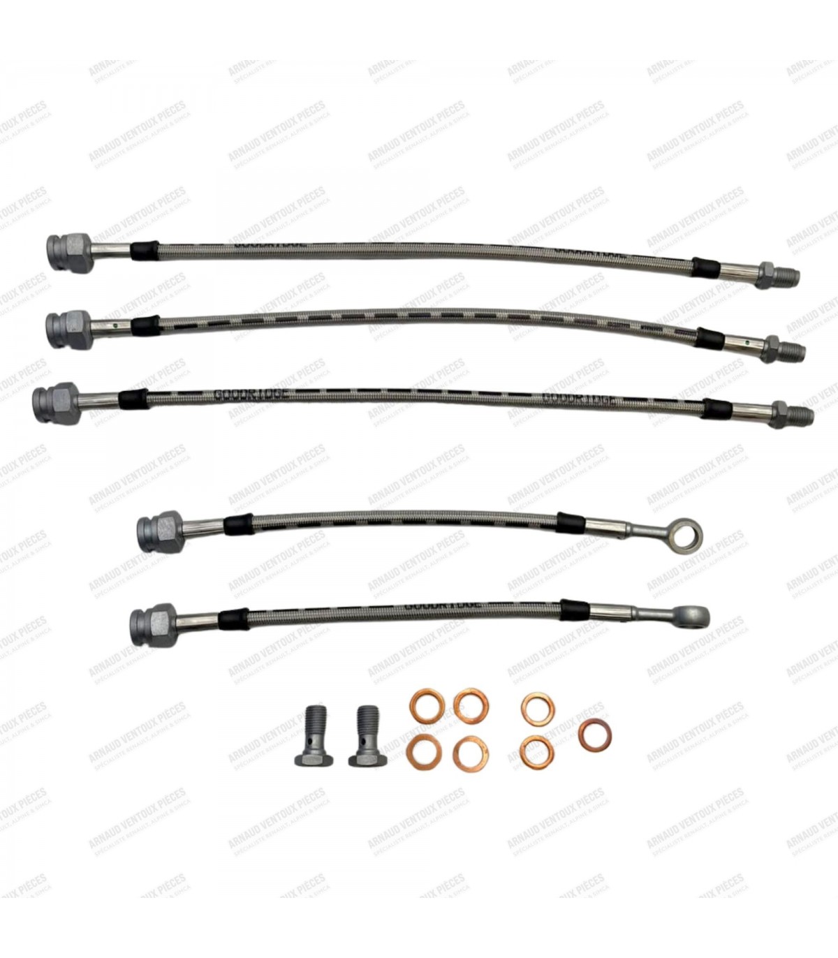 Kit de 5 flexibles de frein aviation "Goodridge" (tressés inox) - R12G / R17G - 1