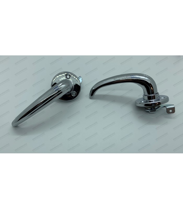 Pair of interior door handles L/R in "chromed metal" - Dauphine / Ondine / 4CV latest model - 1