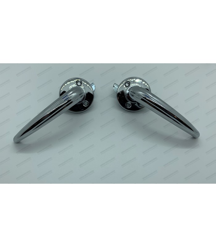 Pair of interior door handles L/R in "chromed metal" - Dauphine / Ondine / 4CV latest model - 2