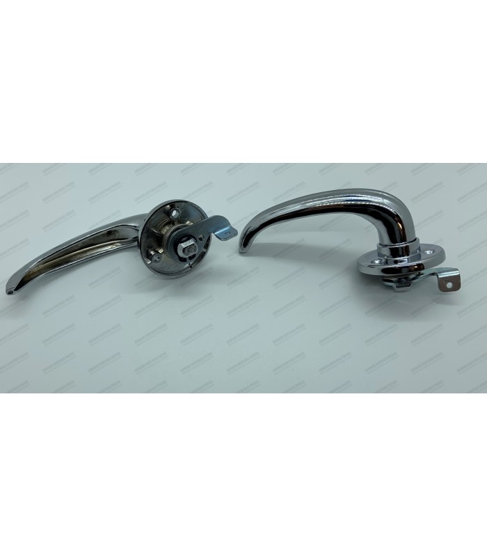 Pair of interior door handles L/R in "chromed metal" - Dauphine / Ondine / 4CV latest model - 3