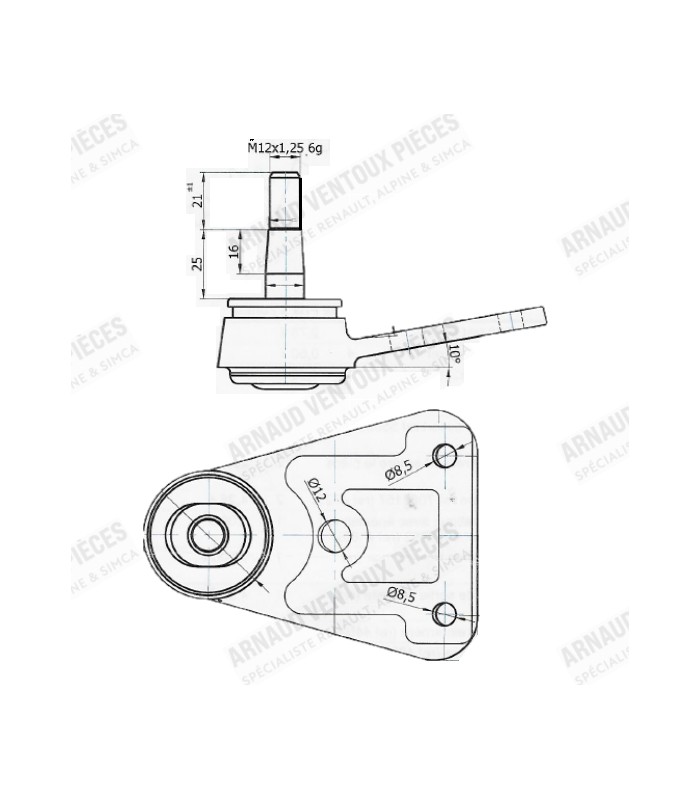 3rd model lower ball joint (From 1975 to the end of … from body no. 523280132) - 1000 / R1 / R2 / R3 - ref 44714Z - 2