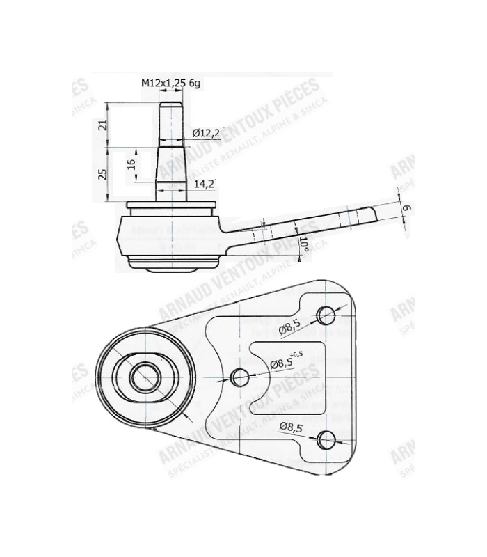 Rotule inférieure 2eme modèle (De 1972 à fin 1975) - réf 40062F - 2