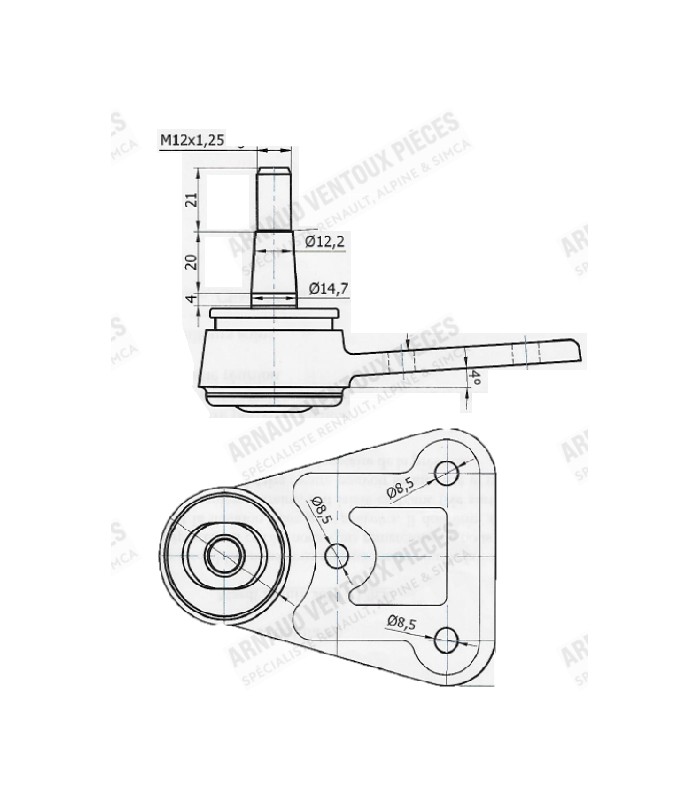 Lower ball joint 1st model (From the beginning to 1972) - ref 29120T - 3