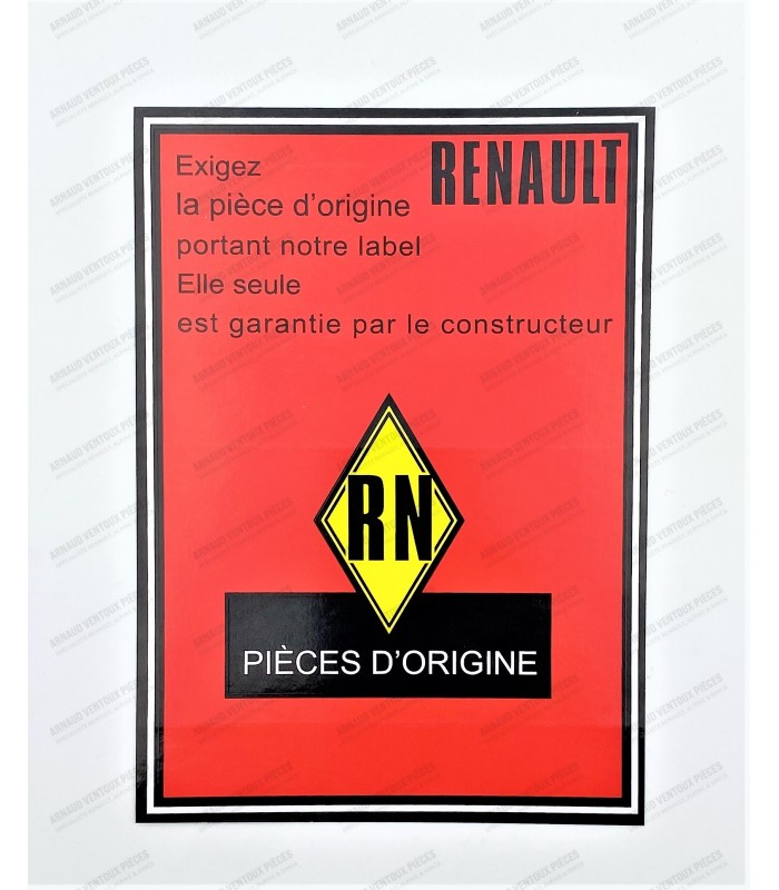 Autocollant capot arrière " Pièces d'origine "