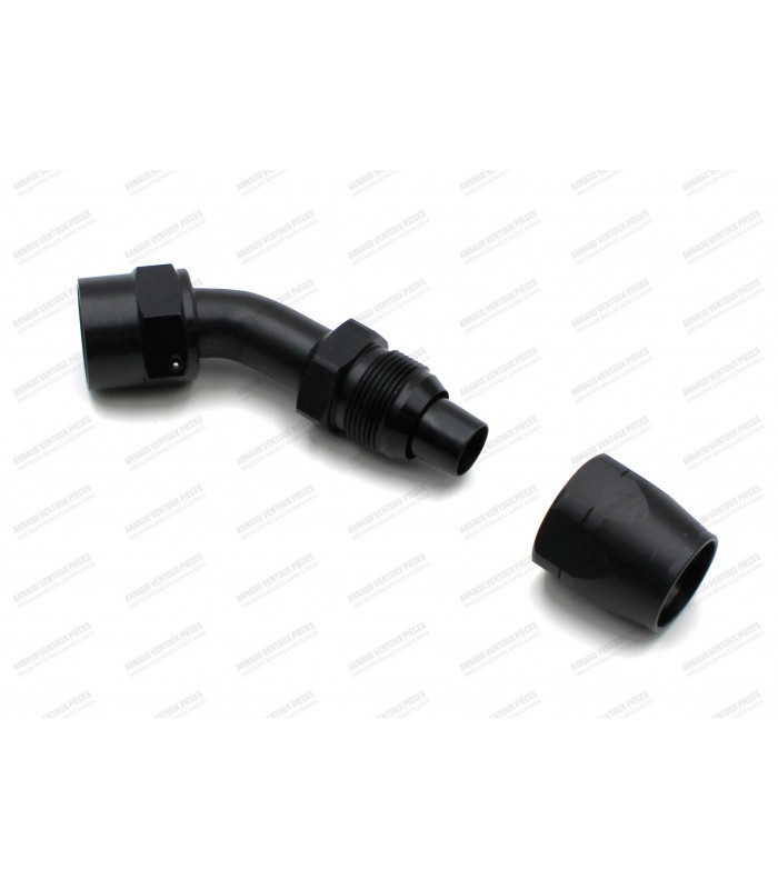 Raccord noir coudé 45° pour durite d'huile - Dash10