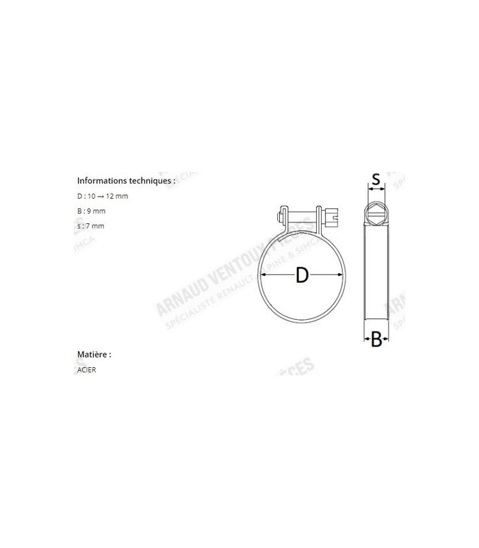 Collier de serrage à vis en acier - Ø 10 à 12mm - 2