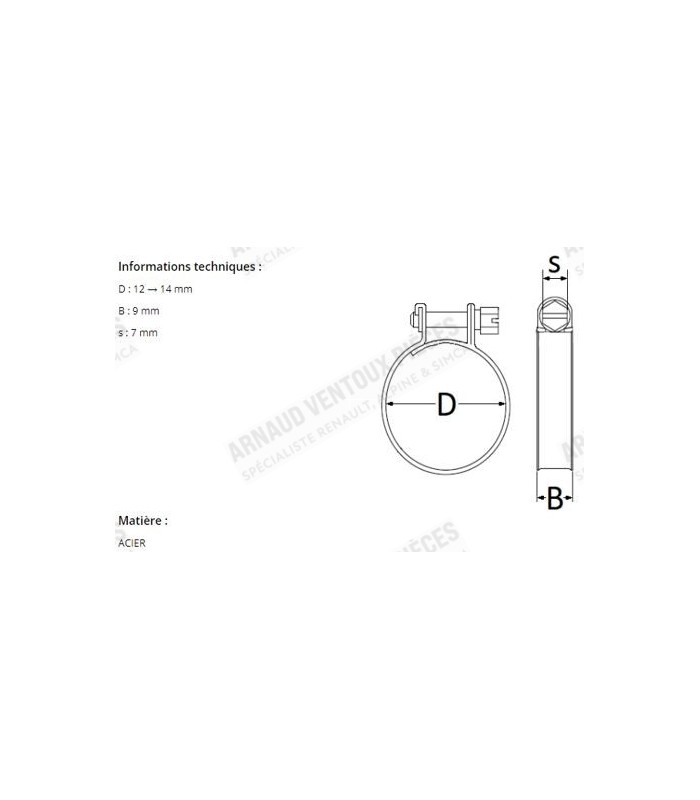 Collier de serrage à vis en acier - Ø 12 à 14mm - 2