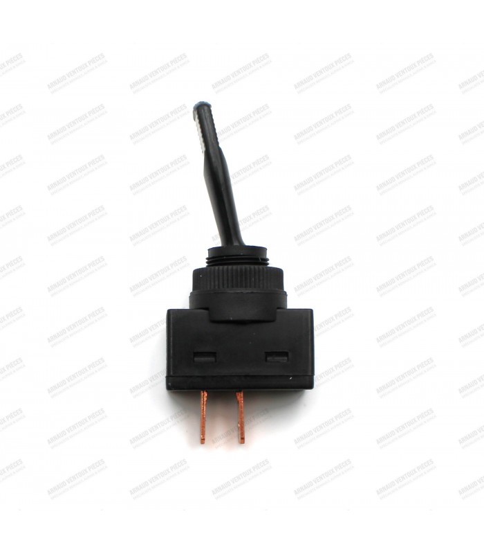 Flat lever switch in black plastic Ø12.5mm 12V - 10A (x1 ON/OFF position with x2 pins) - 3