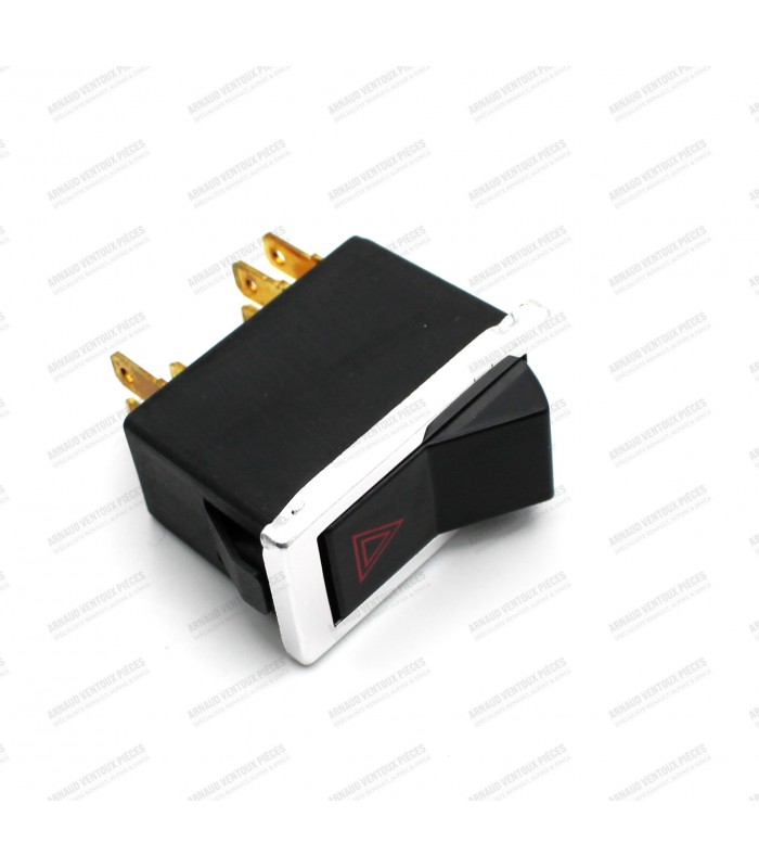 ON/OFF hazard warning light control button (Red triangle logo and chrome outline)-R12 - 1