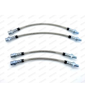 kit de 4 flexibles de frein aviation (Tressés inox) pour frein à disque - Montage petit frein (Ø 3/8"-24UNF)