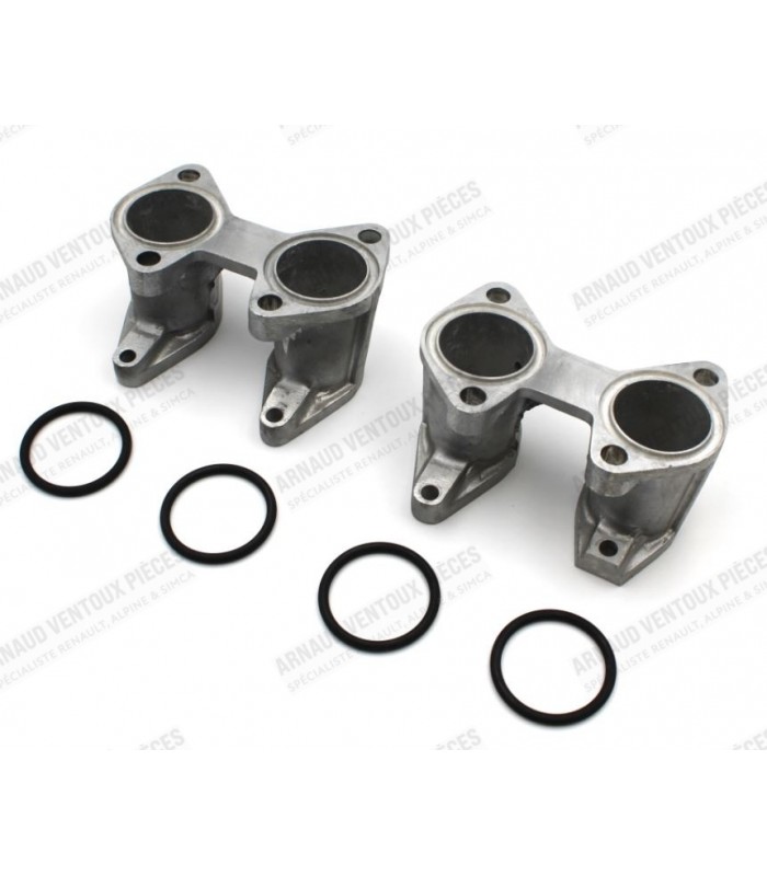 Pair of aluminum intake pipes for Weber 45DCOE carburetor (Mounting without flexible or rigid flanges)