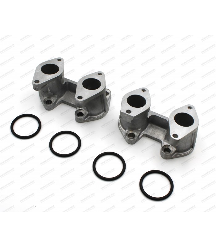 Pair of aluminum intake pipes for Weber 45DCOE carburetor (Mounting without flexible or rigid flanges)