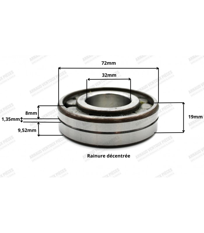 Conical torque bearing on gearbox pinion 353 - 32x72x19 - 2