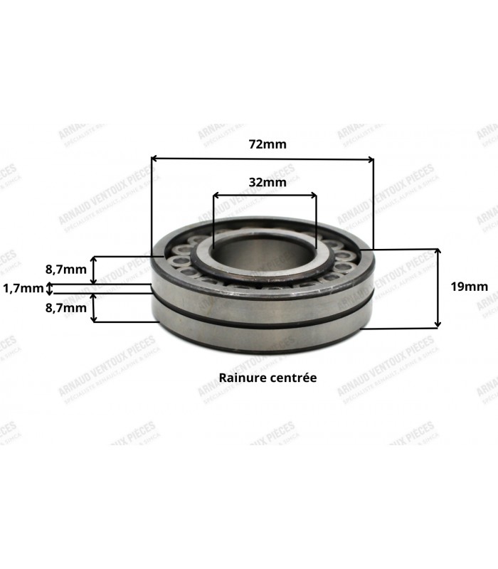Pinion bearing - center groove - 32x72x19 - 2