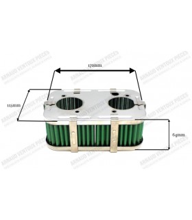 Boite à air avec filtre à air Green (Lavable) pour carburateur Weber 45DCOE - Epaisseur 65mm