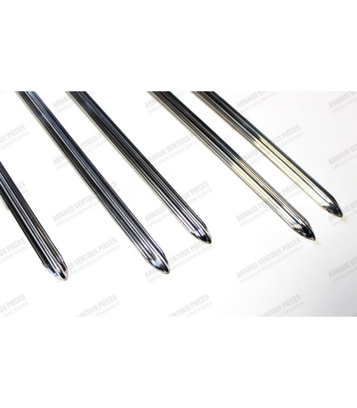 Kit de x4 baguettes latérale et 1 baguette de capot en aluminium poli avec agrafes de fixation (x24pcs) - 4CV (Tous modèles)