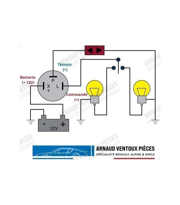Centrale clignotants 3 cosses en alu avec buzzer - 12V - 2