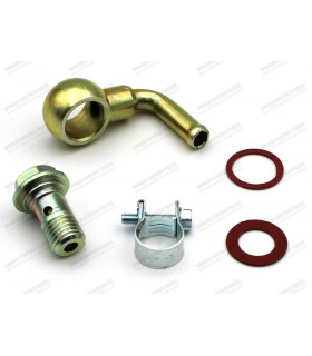 Kit de raccord banjo coudé à 90° avec vis, joints et collier de serrage - Carburateur Weber 40 / 45 / 48 DCOE - 1
