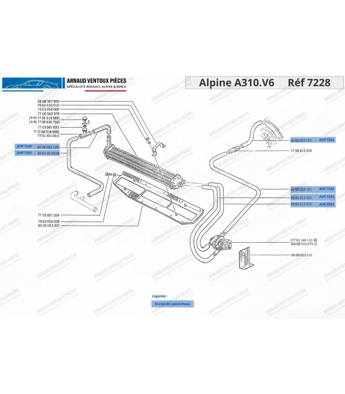 Durite de chauffage : Du moteur à la vanne de chauffage - Réf 6000053161 + 6000053163 - 2
