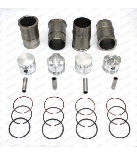 Set of 4 pistons and 4 liners Ø 77mm with rings and pins (Ø 20x68mm) - 1565cm³ engine (Type 821-01, ...) - R16 (L / TL) - 1