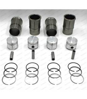 Set of 4 pistons and 4 liners Ø 77mm with rings and pins (Ø 20x68mm) - 1565cm³ engine (Type 807-01, … ) - R16 TS - 1