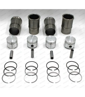 Set of 4 pistons and 4 liners Ø 77mm with rings and pins (Ø 20x68mm) - 1565cm³ engine (Type 807-01, … ) - R16 TS - 1