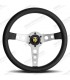 "Momo Prototipo" steering wheel Ø 350mm with matt silver spokes, black leather and white stitching - 1