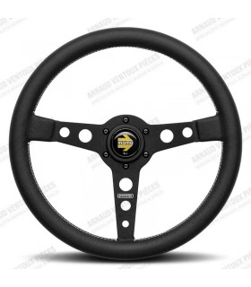 "Momo Prototipo" steering wheel Ø350mm with matt black spokes, black leather and white stitching - 1