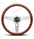 "Momo Indy Heritage" wooden steering wheel, Ø 350mm with matte silver spokes and mahogany wood - 2