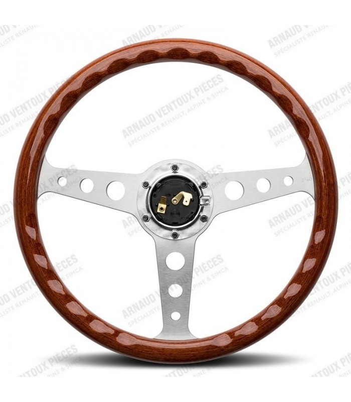 Volant "Momo Indy Héritage" en bois, Ø 350mm avec branches couleur argent mat et bois d'acajou - 2