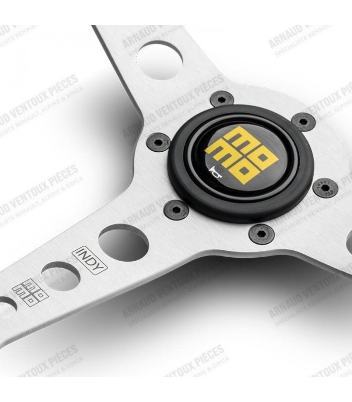 Volant "Momo Indy Héritage" en bois, Ø 350mm avec branches couleur argent mat et bois d'acajou - 5