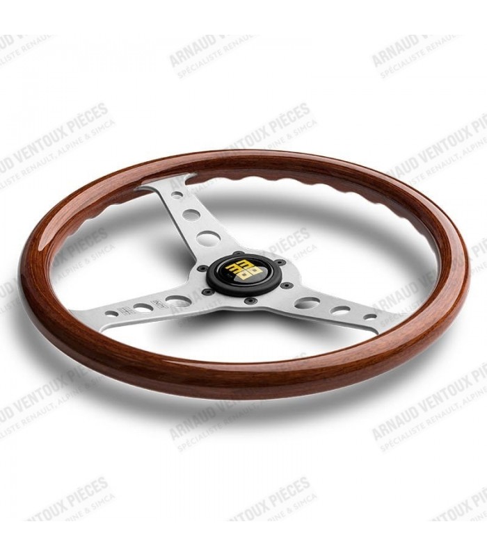 Volant "Momo Indy Héritage" en bois, Ø 350mm avec branches couleur argent mat et bois d'acajou - 3