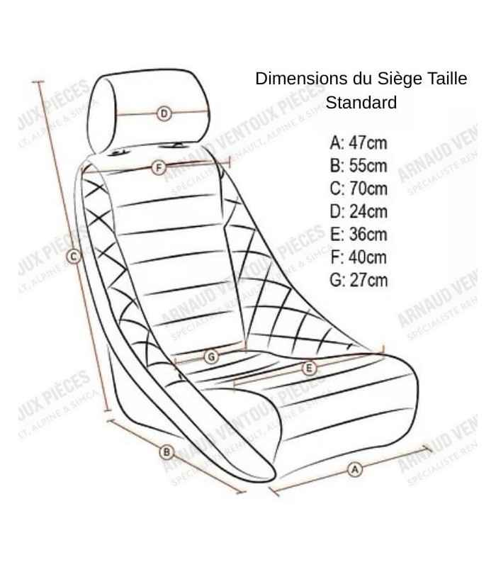 Siege baquet "Corbeau" en tissus et vinyle avec appuie tête - Taille standard - 6