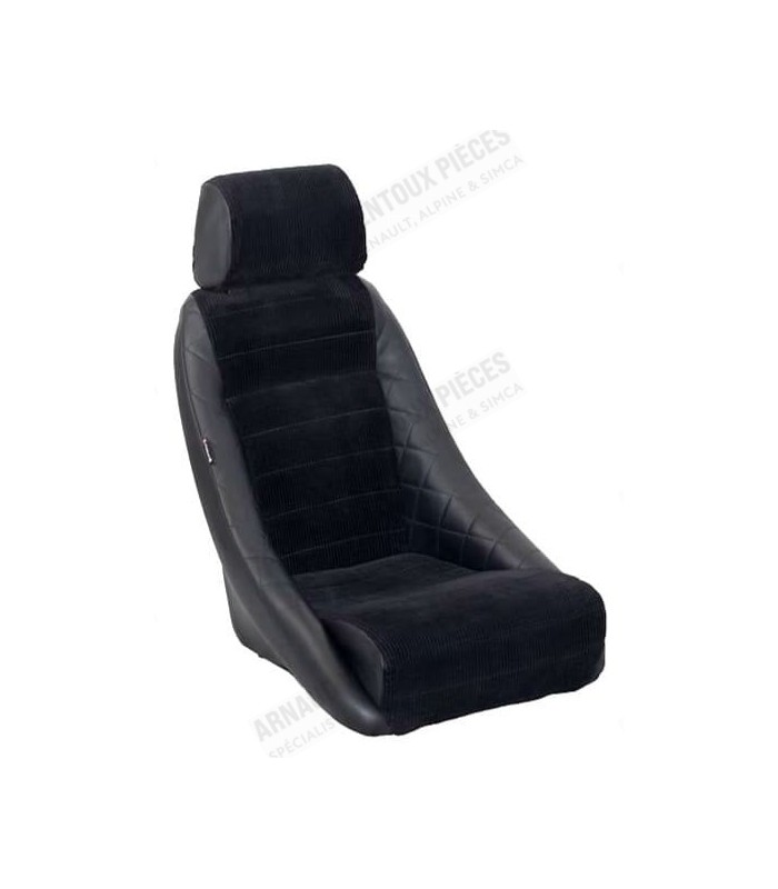 Siege baquet "Corbeau" en tissus et vinyle avec appui tête - Taille Large - 1