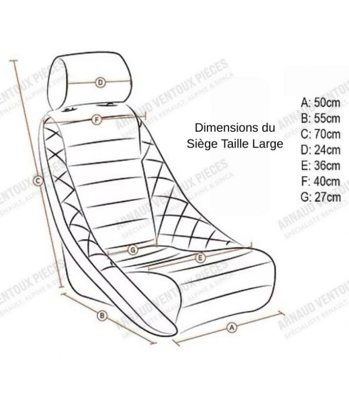 Siege baquet "Corbeau" en tissus et vinyle avec appui tête - Taille Large - 6